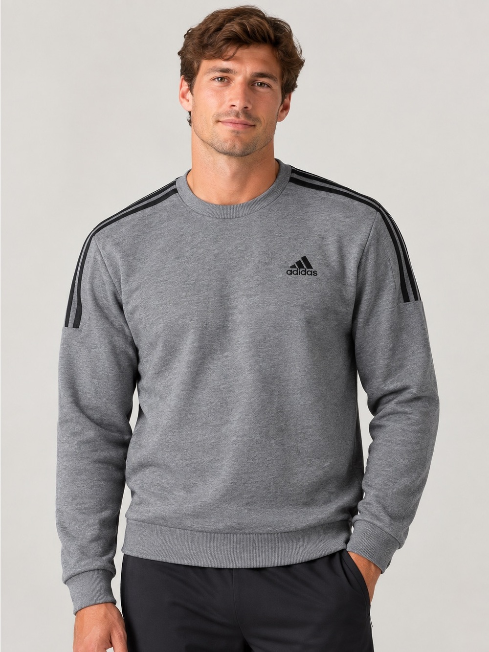 adidas Men’s Gray Crewneck Sweatshirt